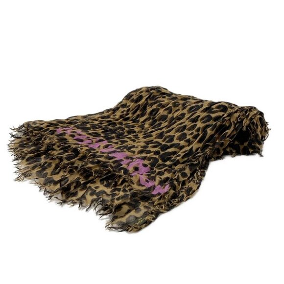 Auth LOUIS VUITTON Etole Leopard Maroon Scarf - Picture 1 of 9
